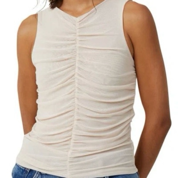Cotton On Tops - Cotton On Becca Ruched Mesh Sleeveless Top In Stone. NWT. Large